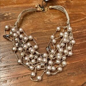 GARDENIA 8 Strand Pearl Statement Necklace NWT New